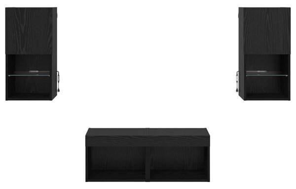 VidaXL TV Fali Szekrények 4 pcs Fekete tölgy 30,5 x 30 x 60 cm Faanyag
