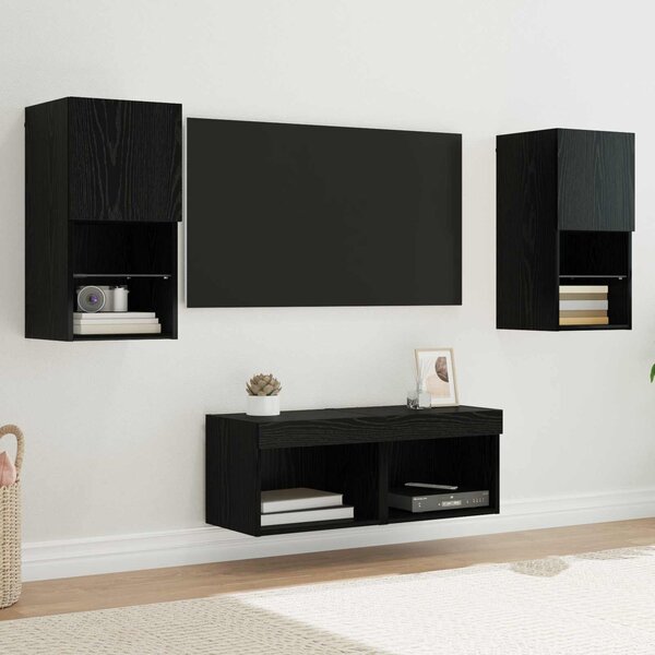 VidaXL TV Fali Szekrények 4 pcs Fekete tölgy 30,5 x 30 x 60 cm Faanyag
