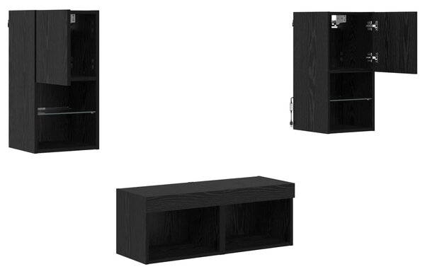 VidaXL TV Fali Szekrények 4 pcs Fekete tölgy 30,5 x 30 x 60 cm Faanyag