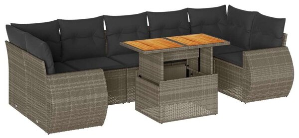 VidaXL Polyrattan Kerti Ülőgarnitúra - 8 részes - Szürke