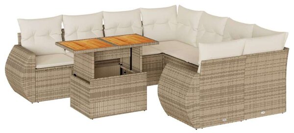 VidaXL Polyrattan Kerti Ülőgarnitúra - 9 részes - Bézs