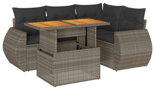 VidaXL 5 részes Polyrattan Kerti Ülőgarnitúra - Szürke