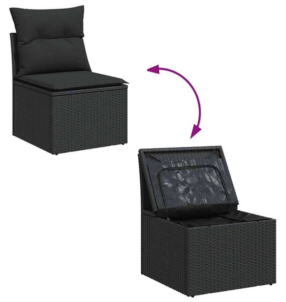VidaXL Polyrattan Kerti Ülőgarnitúra - 8 részes - Fekete