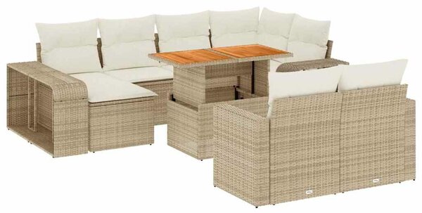VidaXL Polyrattan Kerti Ülőgarnitúra - 11 részes - Bézs