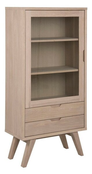Könyvespolc Norsica Albene 108, Fiókokkal, Ajtókkal, Zárt, Laminált forgácslap, Edzett üveg, 145x72x36cm, Világos tölgy, Részben összeszerelt