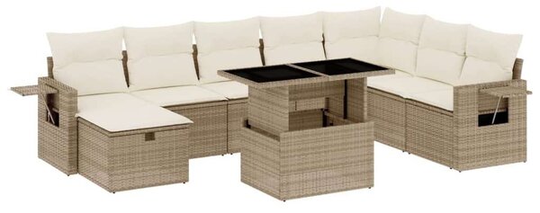 VidaXL Polyrattan Kerti Ülőgarnitúra - 9 részes - Bézs