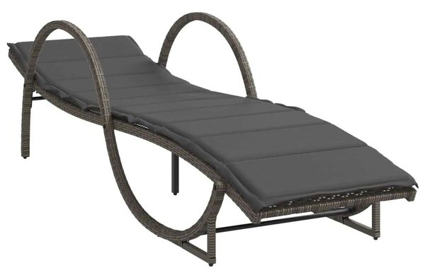 VidaXL Napozóágy - Polyrattan - Szürke - 199cm