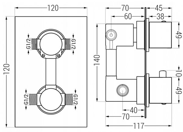 Mexen Cube, rejtett zuhanygarnitúra DR02 esőzuhannyal 25cm, arany, 77502DR0225-50