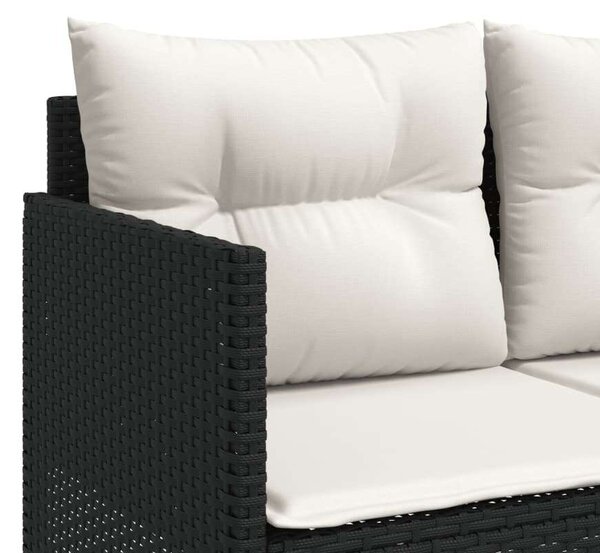 VidaXL 5 részes fekete polyrattan kerti kanapészett párnákkal