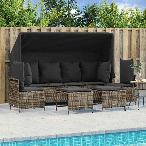 VidaXL 5 részes Polyrattan Kerti Ülőgarnitúra - Szürke