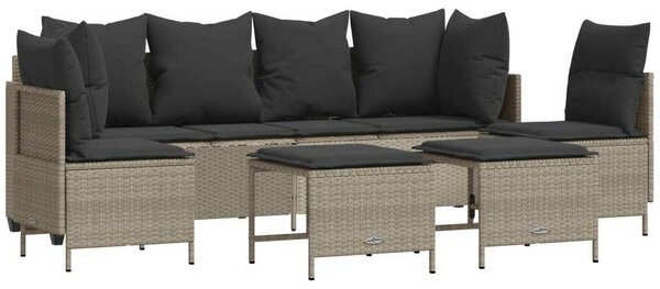 VidaXL Polyrattan Kerti Ülőgarnitúra - 5 részes - Világosszürke