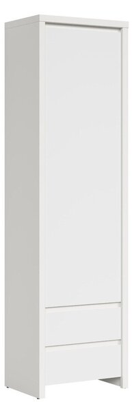 Könyvespolc Nolroma 127, Ajtókkal, Zárt, Fiókokkal, Laminált forgácslap, 201x56x41cm, Fehér
