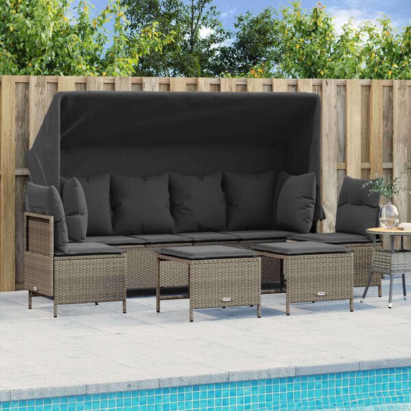 VidaXL Polyrattan Kerti Ülőgarnitúra - 5 részes - Világosszürke