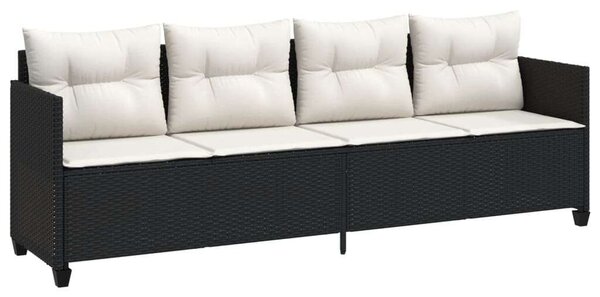 VidaXL 5 részes fekete polyrattan kerti kanapészett párnákkal