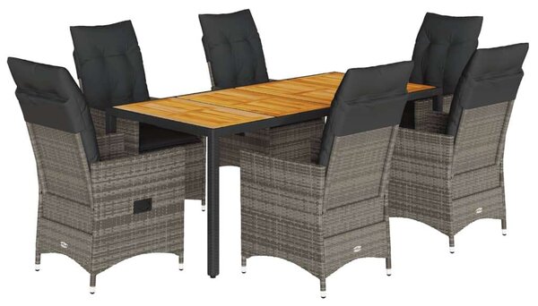 VidaXL 7 Részes Kerti Étkezőgarnitúra - Szürke Polyrattan