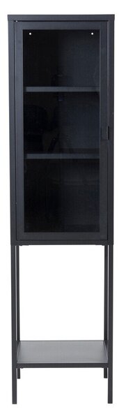 Könyvespolc Dallas 118, Zárt, Ajtókkal, Üveg, Fém, 150x41x35cm, Fekete