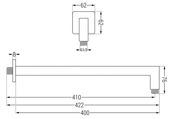 Mexen fali zuhanykar 40 cm króm - 79114-00