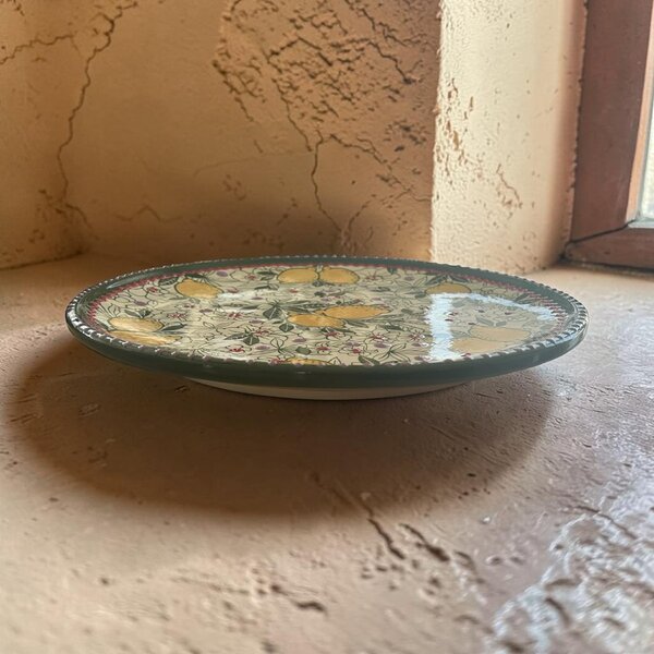 Citromos pizza tányér 31 cm zöld szegéllyel