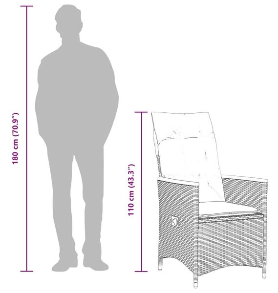 VidaXL Polyrattan Kerti Étkezőgarnitúra - 7 részes - Szürke