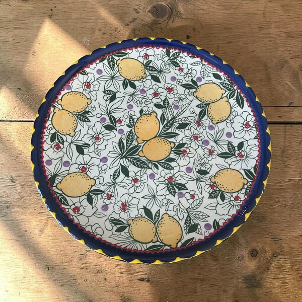 Citromos pizza tányér 31 cm sötétkék szegéllyel