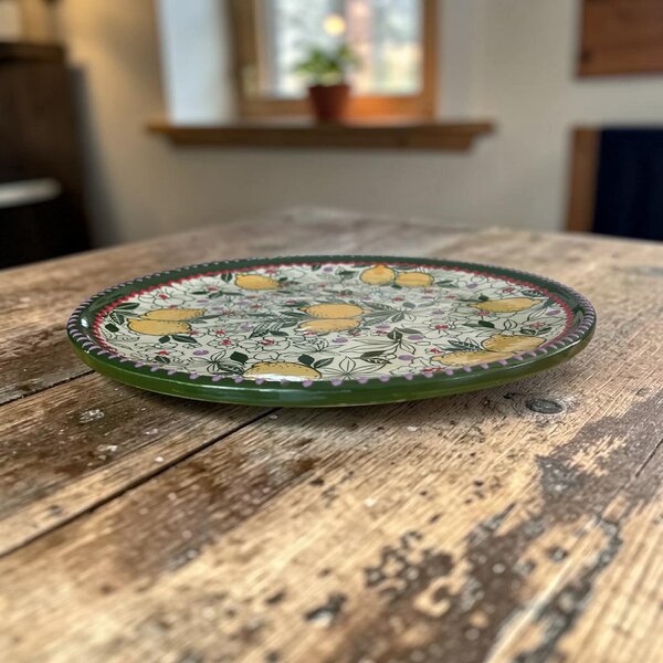 Citromos pizza tányér 31 cm zöld szegéllyel