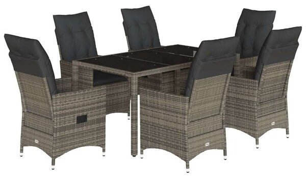 Polyrattan Kerti Étkezőgarnitúra - 7 részes - Szürke