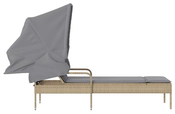VidaXL Napozóágy - Polyrattan - Bézs - 200cm