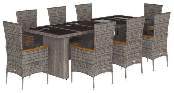 VidaXL Polyrattan Kerti Étkezőgarnitúra - 9 személyes - Szürke