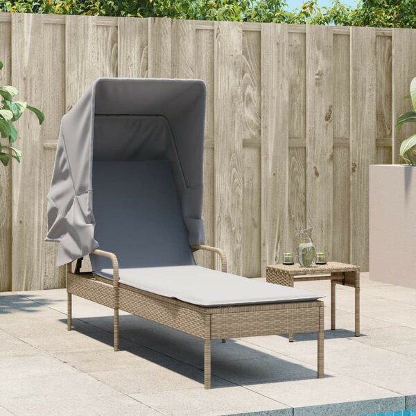 VidaXL Napozóágy - Polyrattan - Bézs - 200cm