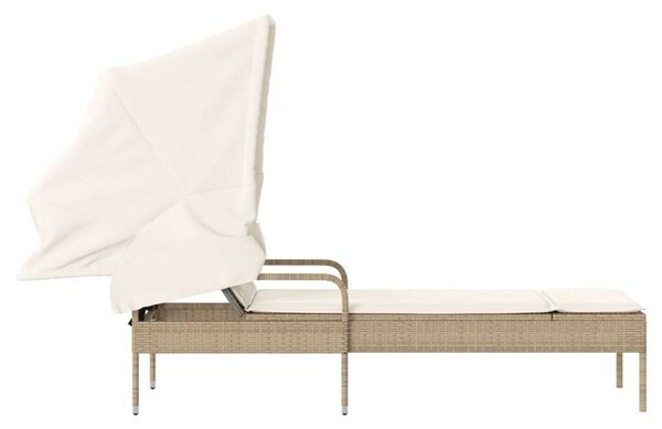 VidaXL Napozóágy - Polyrattan - Bézs - 200cm