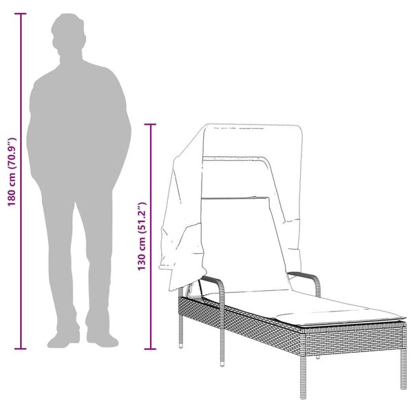 VidaXL Napozóágy - Polyrattan - Bézs - 200cm