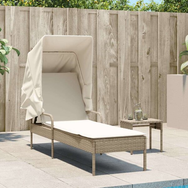 VidaXL Napozóágy - Polyrattan - Bézs - 200cm