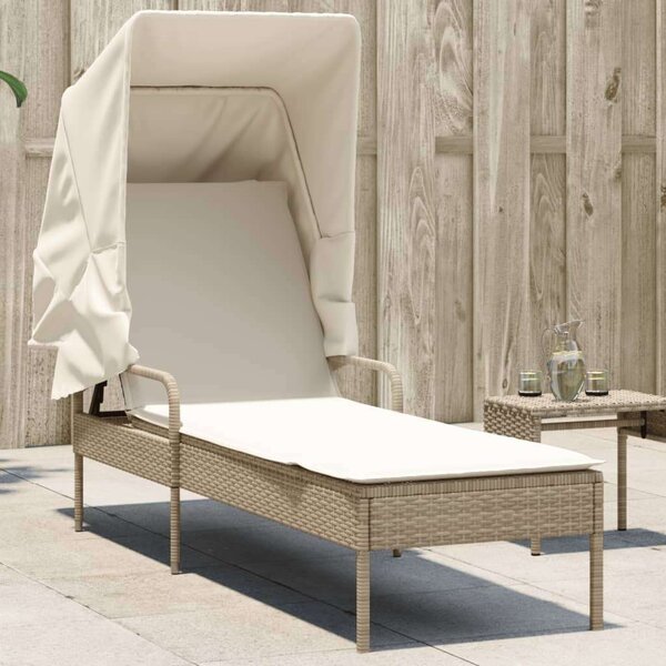 VidaXL Napozóágy - Polyrattan - Bézs - 200cm