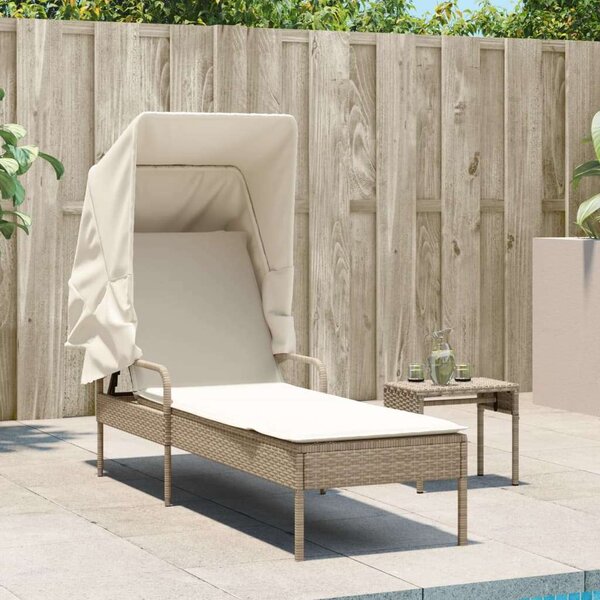 VidaXL Napozóágy - Polyrattan - Bézs - 200cm