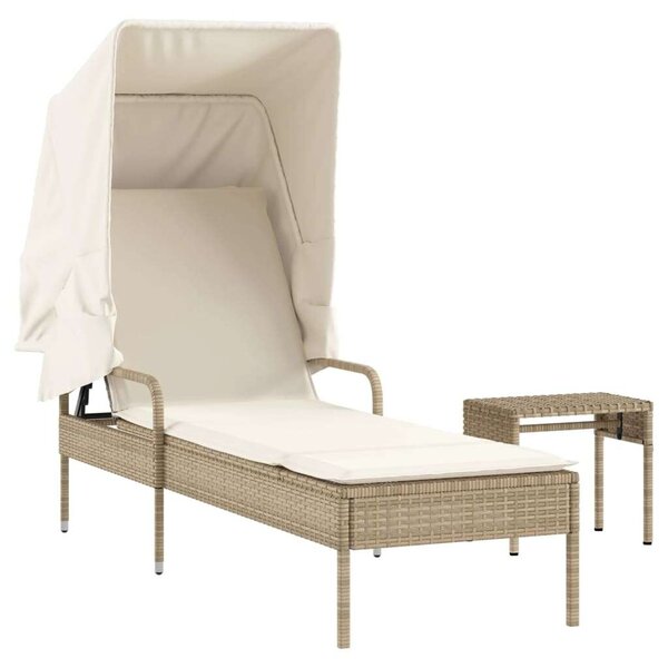 VidaXL Napozóágy - Polyrattan - Bézs - 200cm