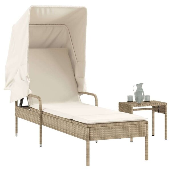 VidaXL Napozóágy - Polyrattan - Bézs - 200cm