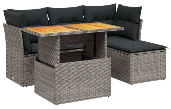 VidaXL Polyrattan Kerti Ülőgarnitúra - 6 részes - Szürke