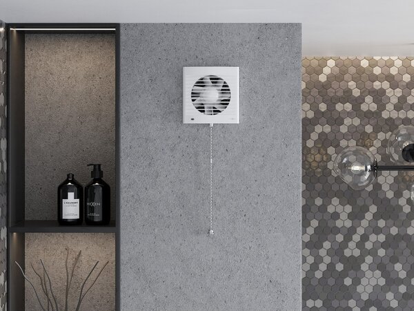 Mexen EXS 120 fürdőszoba ventilátor, vezetékes kapcsoló, fehér - W9604-125K-00