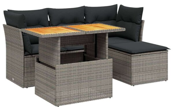 VidaXL Polyrattan Kerti Ülőgarnitúra - 6 részes - Szürke