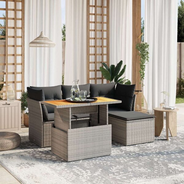 VidaXL Polyrattan Kerti Ülőgarnitúra - 6 részes - Szürke