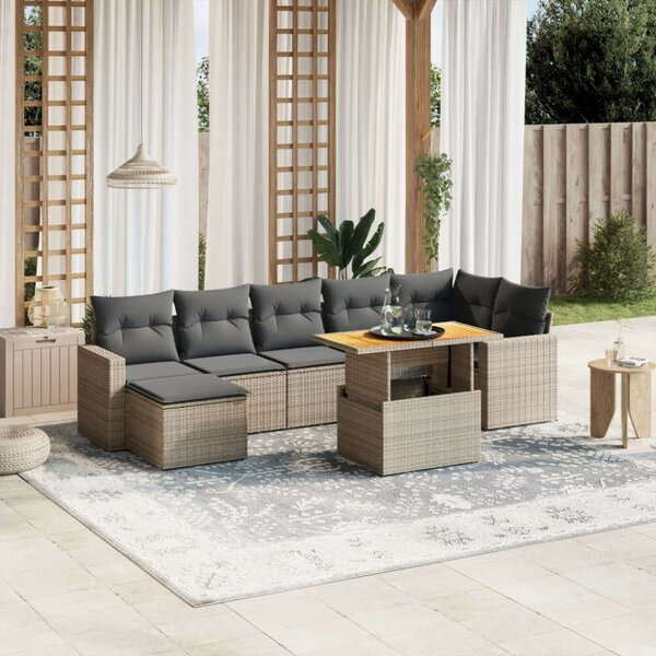 VidaXL Polyrattan Kerti Ülőgarnitúra - 8 részes - Szürke
