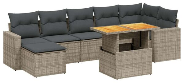 VidaXL Polyrattan Kerti Ülőgarnitúra - 8 részes - Szürke