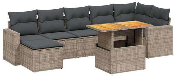 VidaXL Polyrattan Kerti Ülőgarnitúra - 8 részes - Szürke