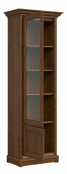 Könyvespolc Vendore 118, Ajtókkal, Zárt, Edzett üveg, Laminált forgácslap, 205x71x43cm, Gesztenye