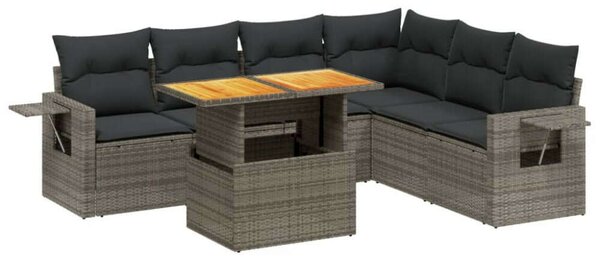 VidaXL Polyrattan Kerti Ülőgarnitúra - 7 részes - Szürke