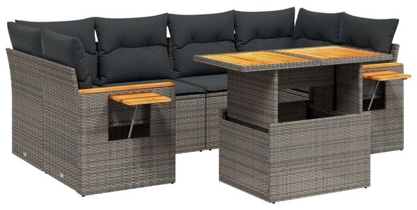 VidaXL Polyrattan Kerti Ülőgarnitúra - 7 részes - Szürke