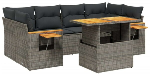 VidaXL Polyrattan Kerti Ülőgarnitúra - 7 részes - Szürke