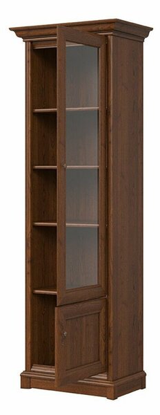 Könyvespolc Vendore 118, Ajtókkal, Zárt, Edzett üveg, Laminált forgácslap, 205x71x43cm, Gesztenye