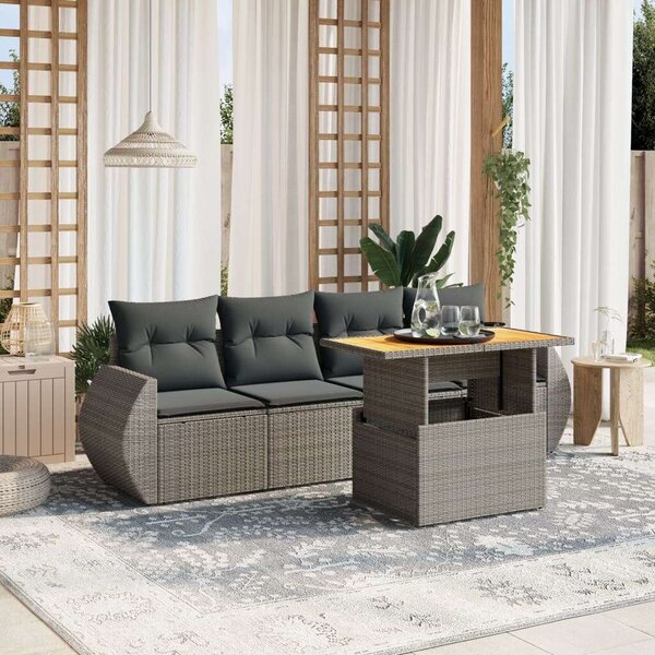 VidaXL 5 részes szürke polyrattan kerti ülőgarnitúra