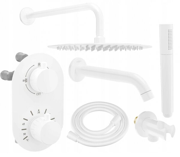 Mexen Kai, rejtett zuhany / fürdőkád szett DR70 esőzuhannyal 25 cm, fehér, 77602DR70251-20